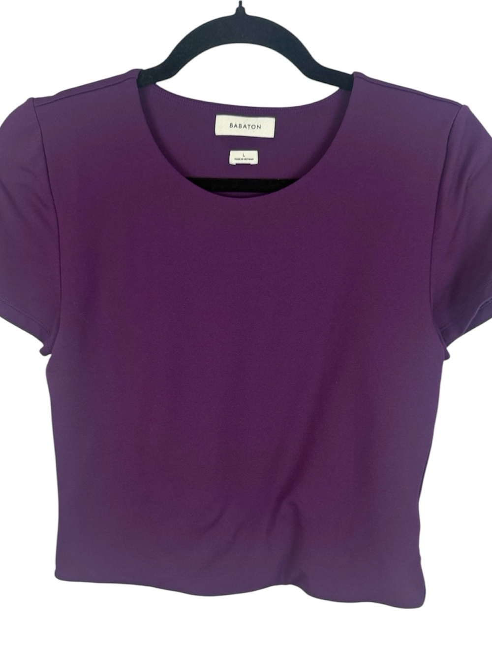 Aritzia Babaton Contour Crew Cropped Double-Layered T-Shirt Purple Size L